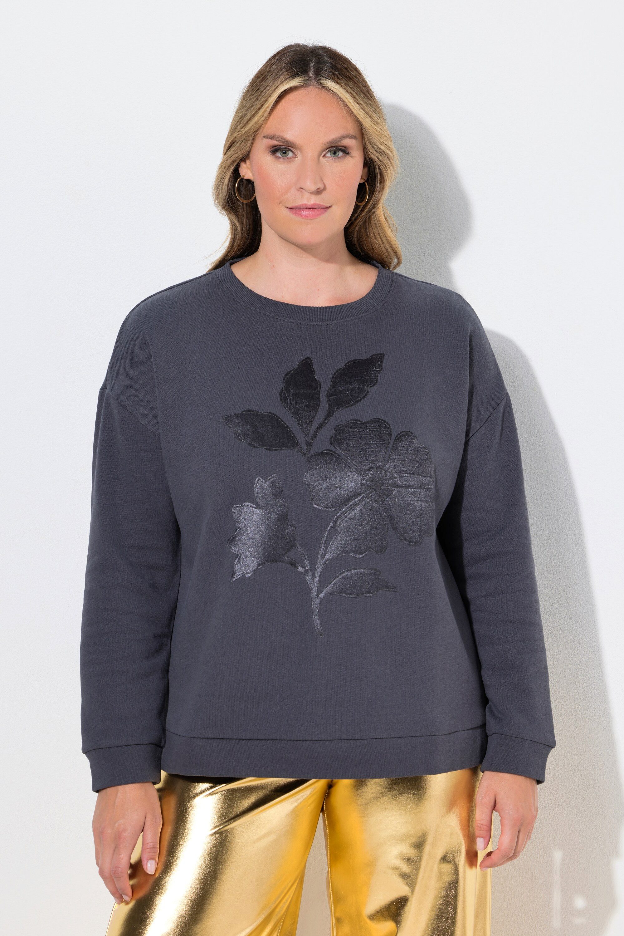 MIAMODA Sweatshirt Sweatshirt Boxy Fit Satin-Blume