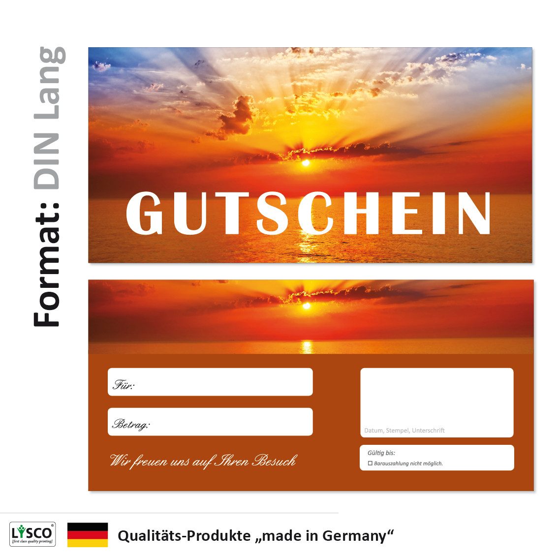 LYSCO Geschenkkarte Geschenkgutscheine Sonnenuntergang (Sonne-709), Wärme Sommer Sonne Urlaub Sonnenstrahlen