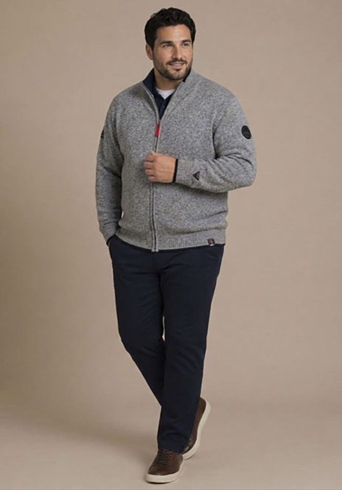 Man's World Plus Strickjacke auch in Grosse Größen bis Gr. 7XL Regular Fit, melierte Optik, mit Stehkragen, mit Reißverschluss