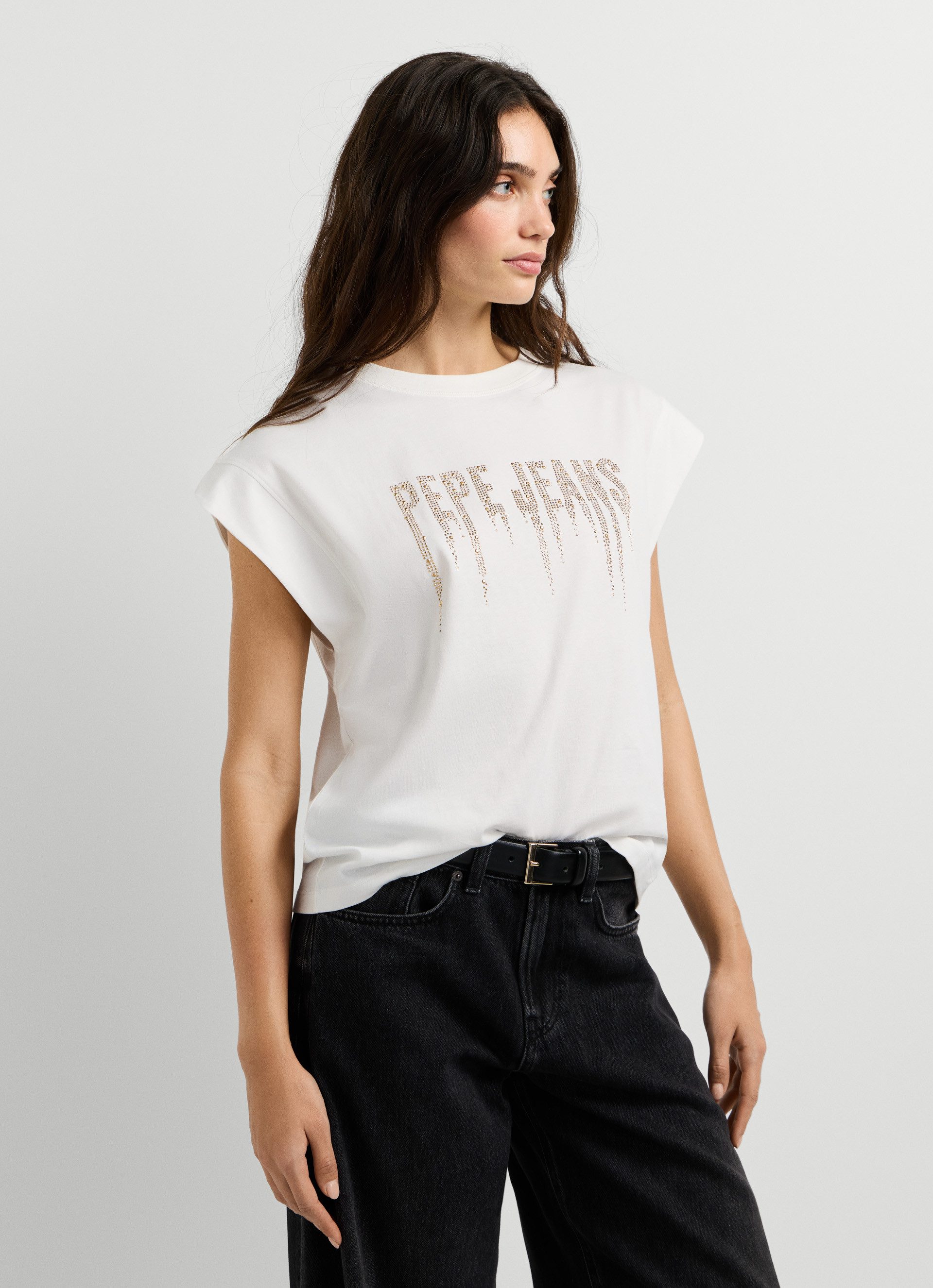 Pepe Jeans Kurzarmshirt CARINA mit Nietenbesatz, Rundhals