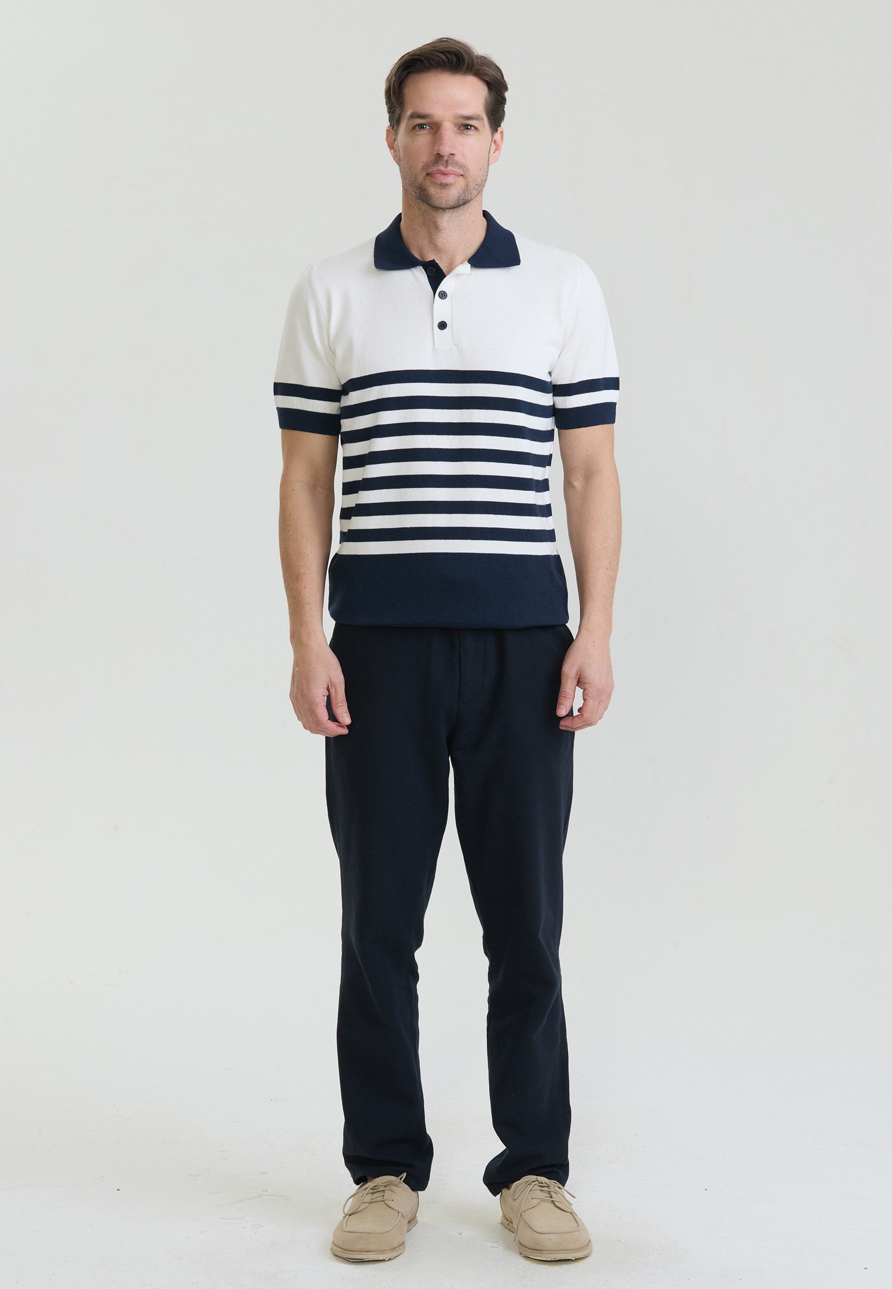Felix Hardy Poloshirt Gestreiftes Strick-Poloshirt Kurzarm – Bild 2 von 3