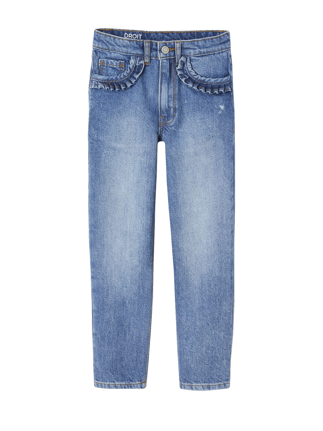 vertbaudet 7/8-Caprijeans Gerade Mädchen Jeans, Hüftweite SLIM