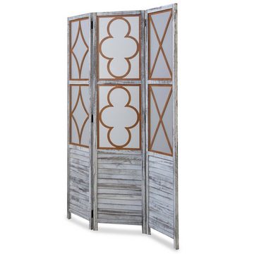 Homestyle4u Paravent Raumteiler Holz Trennwand Weiß Sichtschutz Indoor faltbar, 3-teilig