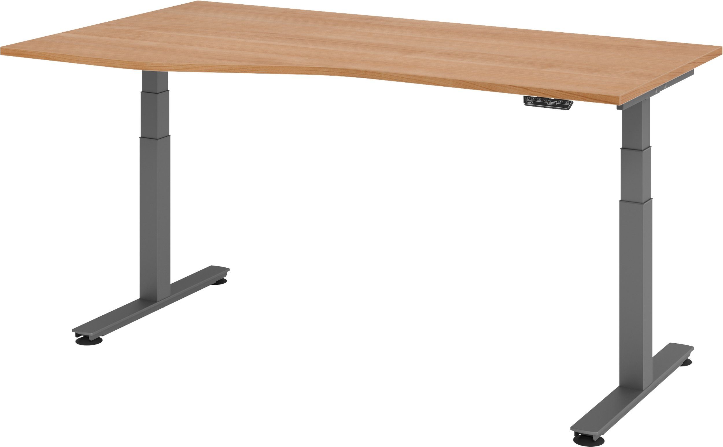 bümö Schreibtisch Schreibtisch Freiform: XDSM, x - Nussbaum elektrisch 180 cm 100 Dekor