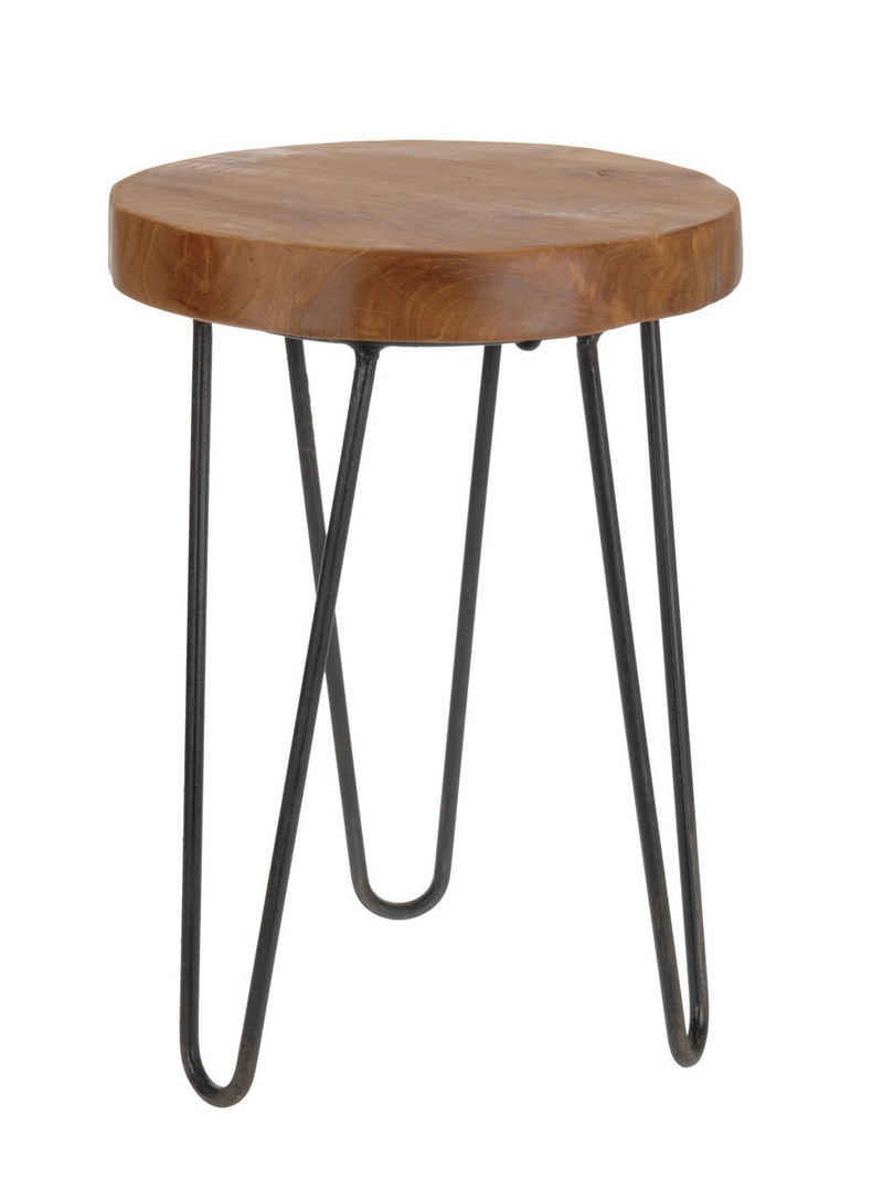 Spetebo Beistelltisch Hocker aus Teak Holz - 42 cm (Packung, 1-St., Holz Hocker), Beistelltisch Sitzhocker Pflanztisch