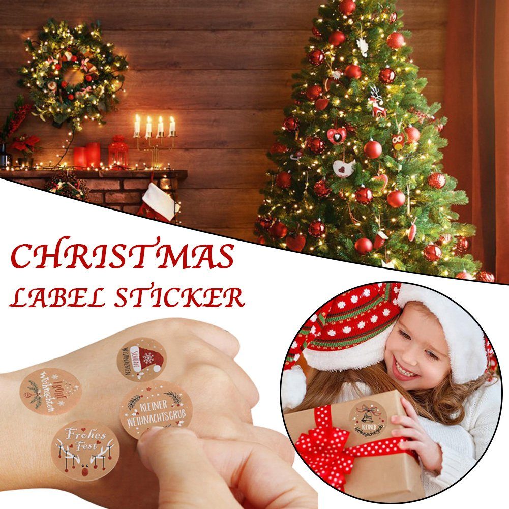 Für Geschenke Blusmart 2.5cm Christbaumschmuck Weihnachtsetiketten-Aufkleber Krafts