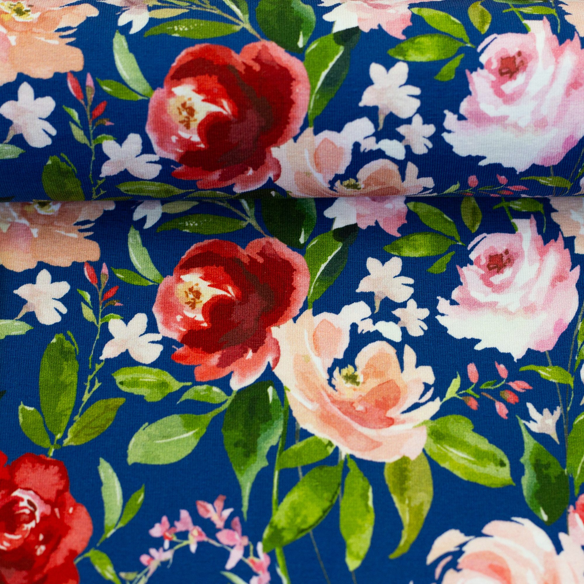 larissastoffe Stoff Jersey Stoff Baumwolljersey Swafing elastisch Blumen, Meterware, 50 cm x 150 cm
