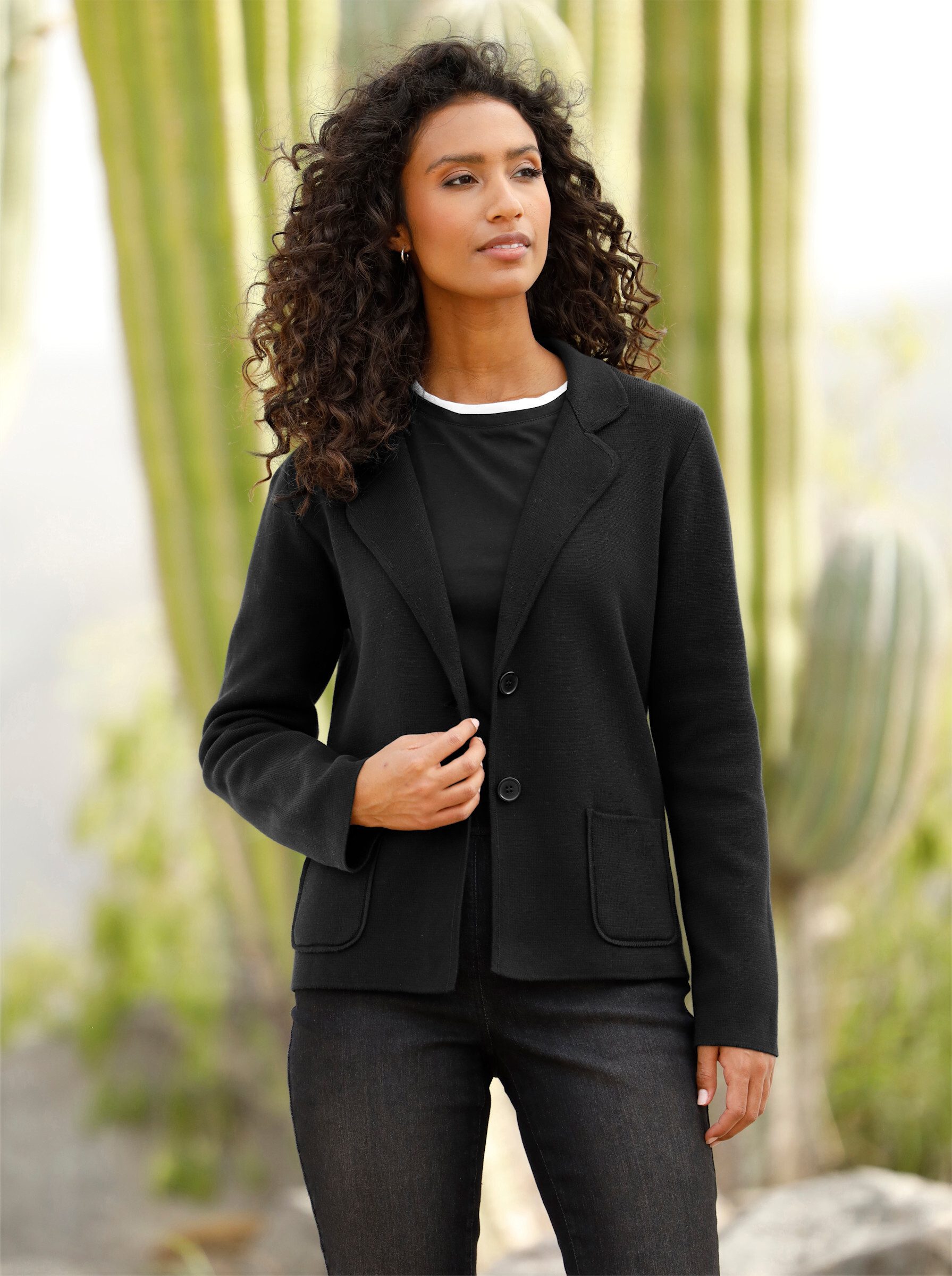 heine Blusenblazer Strickblazer Langarm