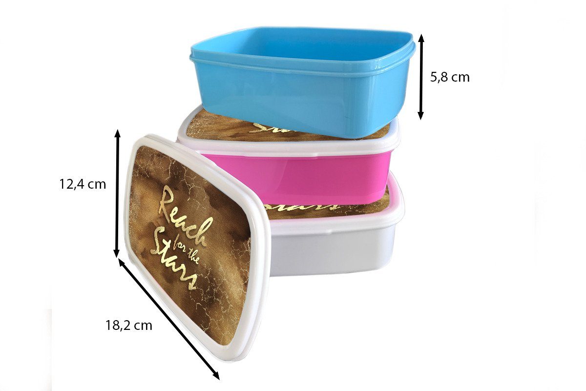 Zitat weiß Braun Sterne Lunchbox Gold, Erwachsene, MuchoWow für (2-tlg), Kinder Kunststoff, Jungs und für Mädchen - und - - Brotbox Brotdose,