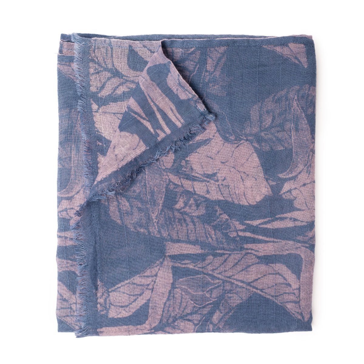 PANASIAM Halstuch elegantes Schaltuch auch als Schultertuch Schal oder Stola tragbar, in schönen farbigen Designs mit kleinen Fransen aus Baumwolle dunkelblau