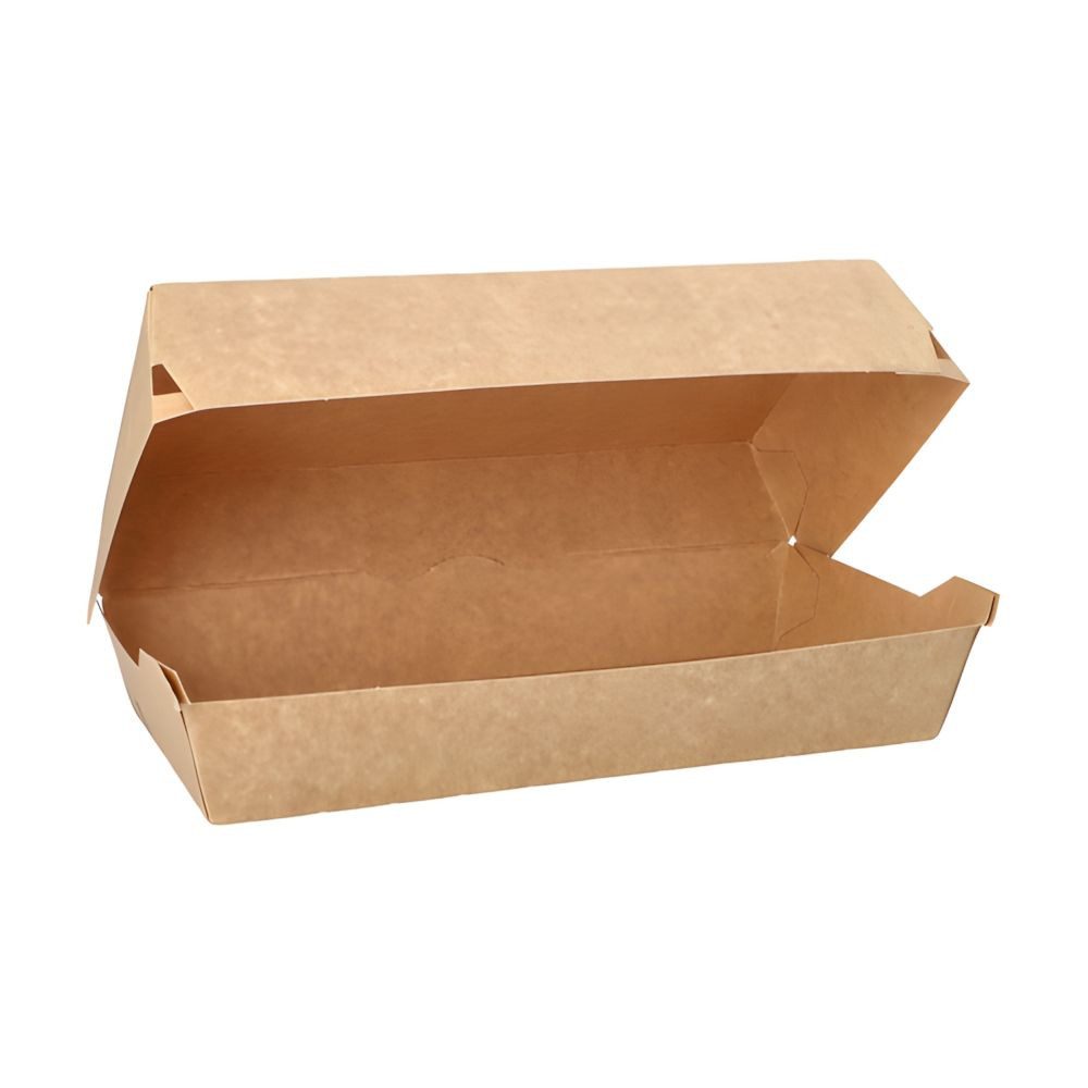 PAPSTAR Lunchbox 25 x Baguetteboxen Pappe pure 7,5 x 10,7 x 22 cm braun 100% Fair groß, Frischfaser-Karton, BIO beschichtet