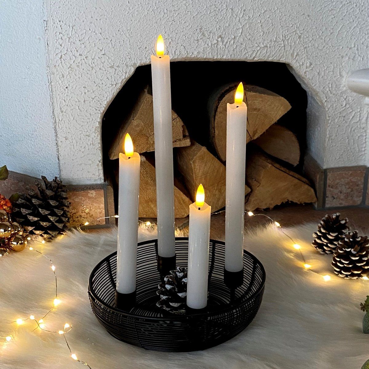 MARELIDA Kerzenhalter Kerzenhalter Metallkranz Adventskranz Dekoschale f. 4  Stabkerzen 20cm Tischdeko
