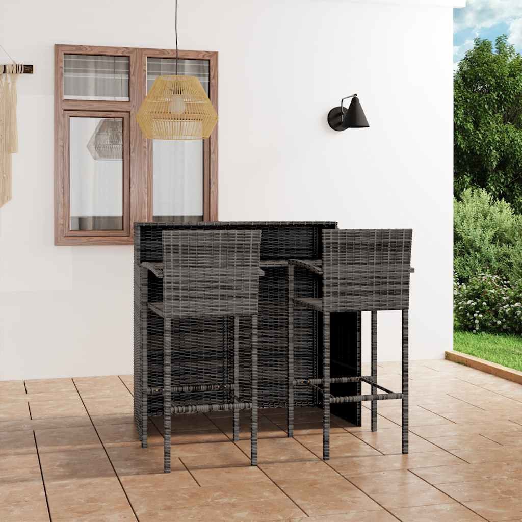 vidaXL Gartenlounge-Set 3-tlg. Gartenbar-Set Grau, (3-tlg)