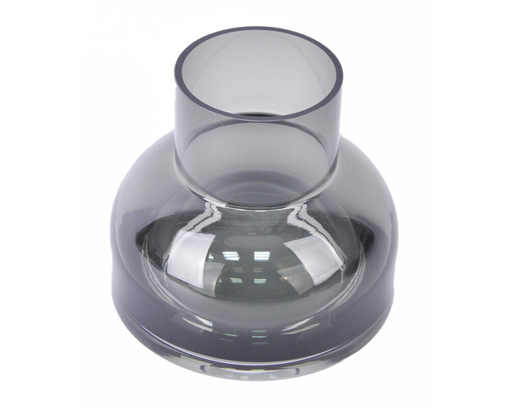 Schäfer Elektronik Dekovase Vielseitige Dekovase für stilvolle Akzente aus Glas in Anthrazit 18 cm