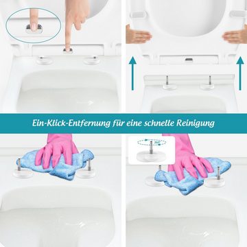 Homewit WC-Sitz Toilettendeckel Absenkautomatik Abnehmbar mit Edelstahl-Befestigung (Set, 1 Toilettensitz), Antibakteriell, leichte Reinigung