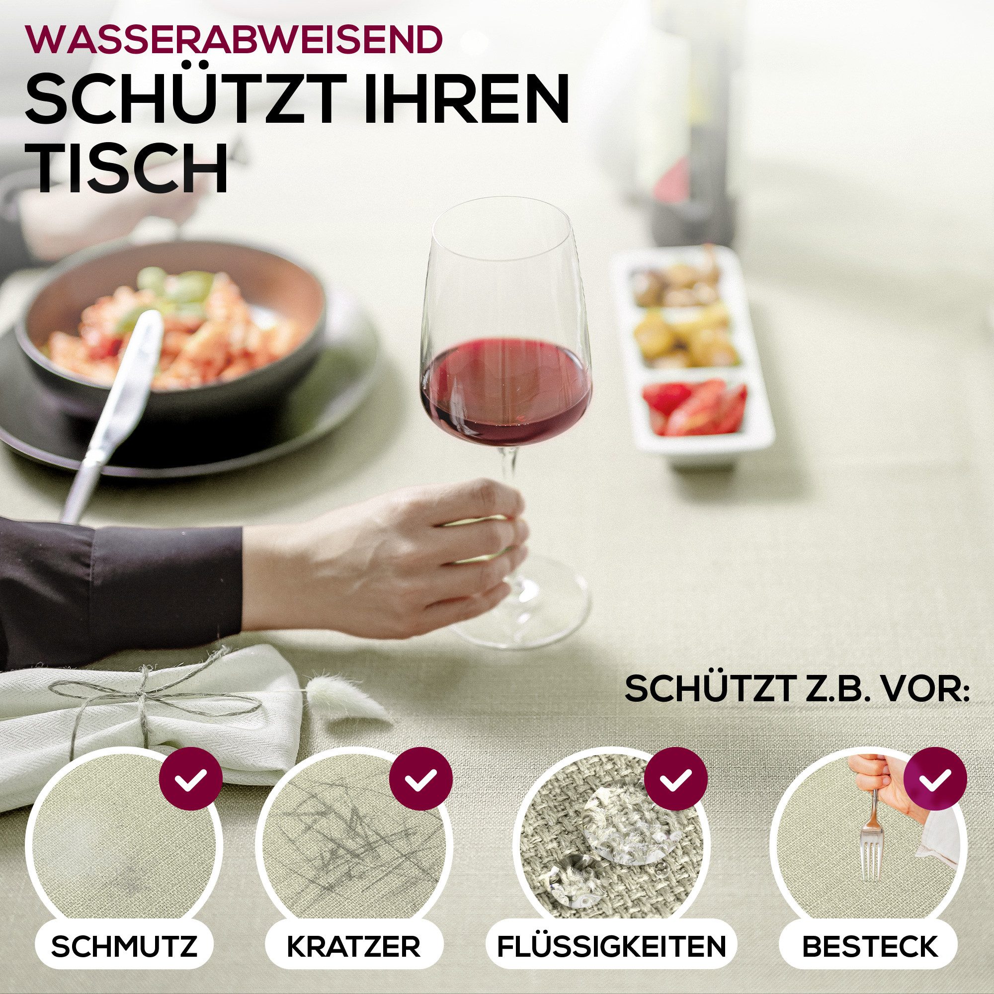 Beautex Tischdecke Elegante Tischdecke Edel Leinenoptik, Lina Tischdecke und Tischläufer (1-tlg)