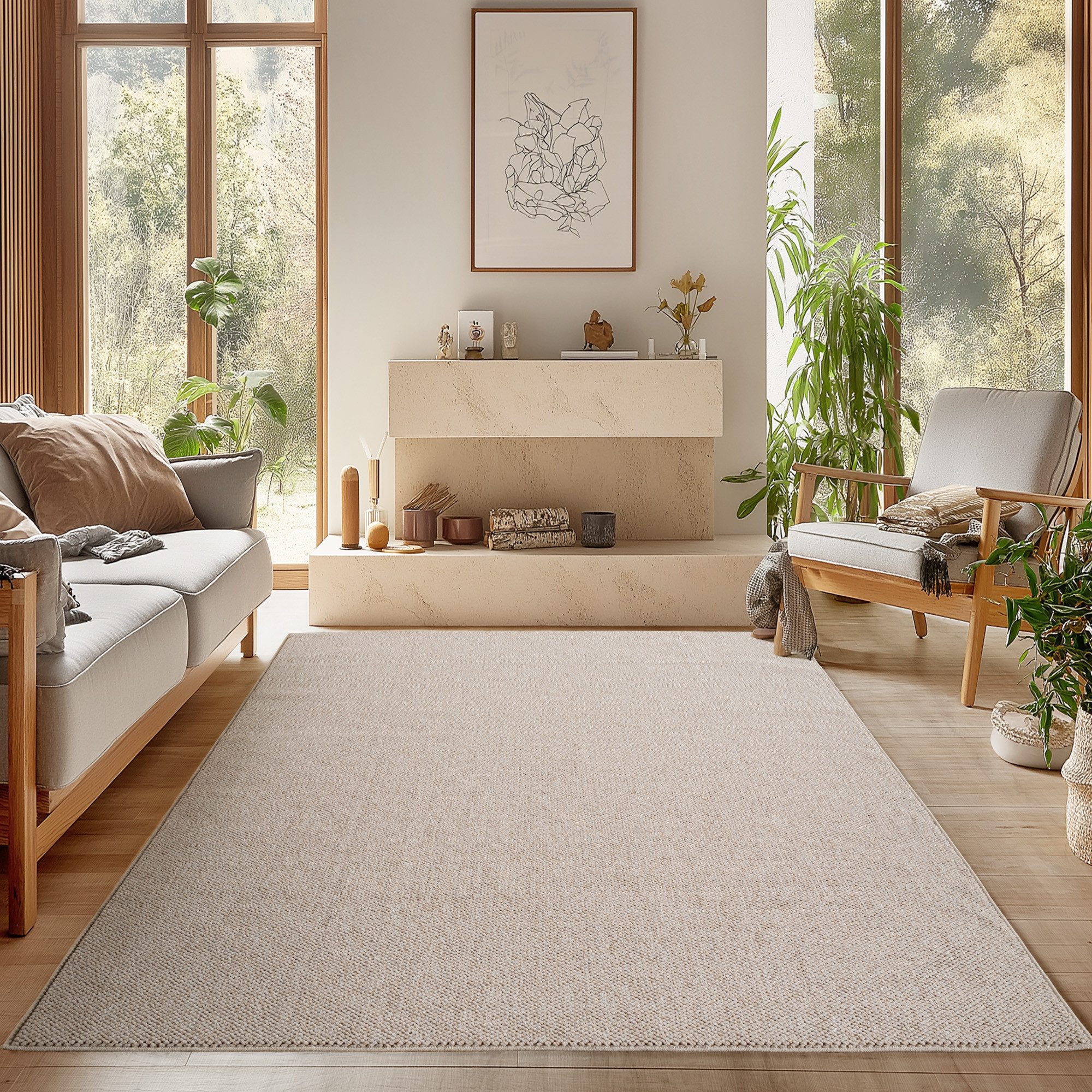 SIMPEX24 Designteppich Einfarbig Boucle Loop, Rechteckig, Höhe: 7 mm, Teppi günstig online kaufen