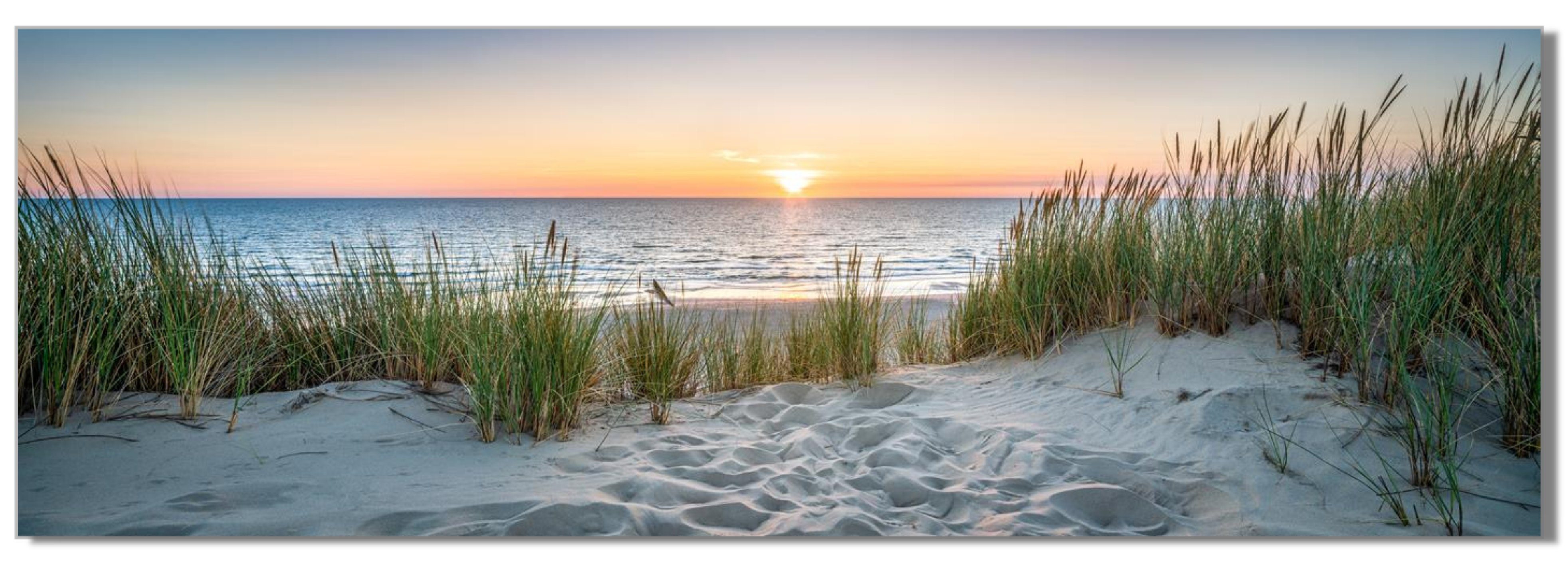 Victor (Zenith) Acrylglasbild Acrylglasbild Ostfriesland Düne Sonnenuntergang - Größe: 20 x 60 cm, Landschaften, in 20x60 cm, Glasbilder Natur, Acrylglasbilder Strand / Meer