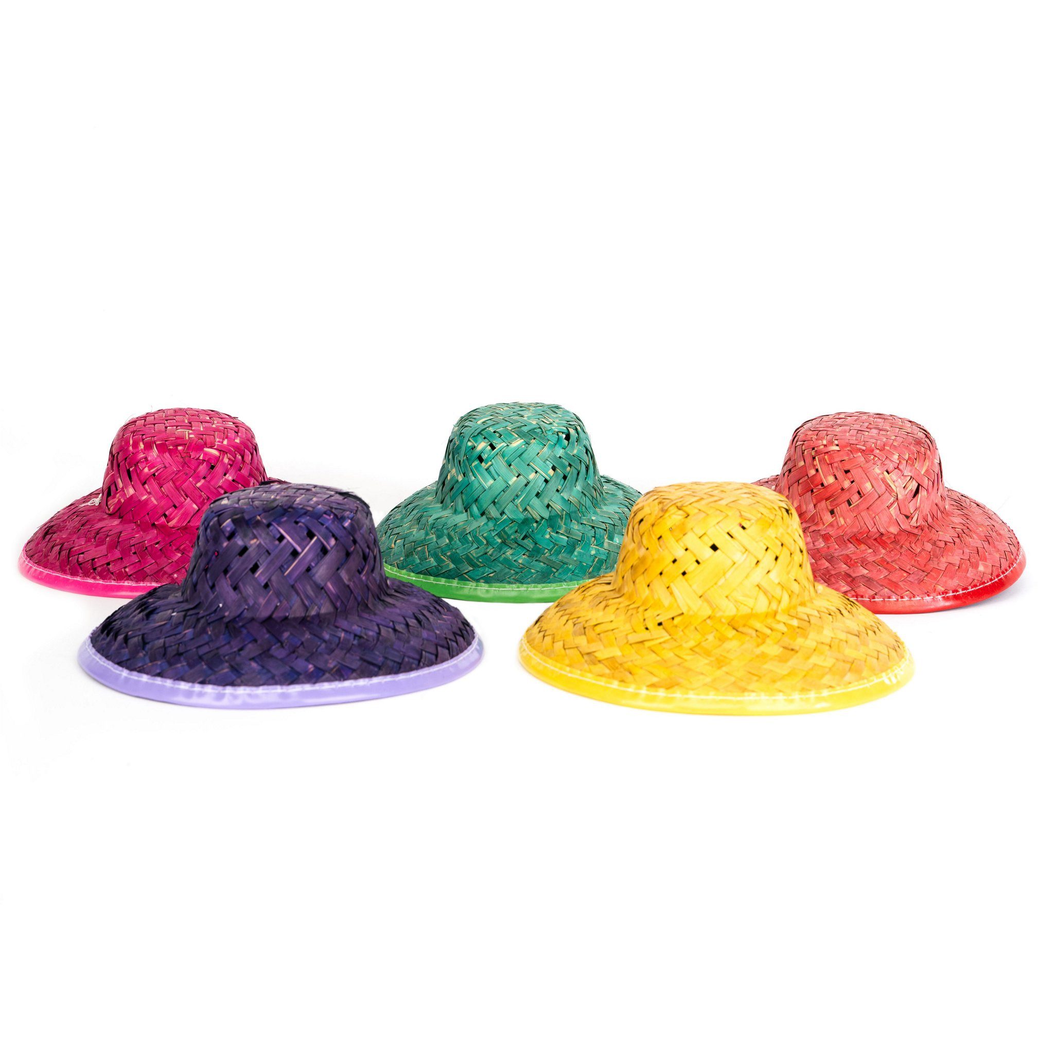 Metamorph Kostüm Bunte Mini-Strohhüte mit Gummizug, Party on! Mit unseren 5 Mini-Strohhüten wird deine Sommerparty zum ab