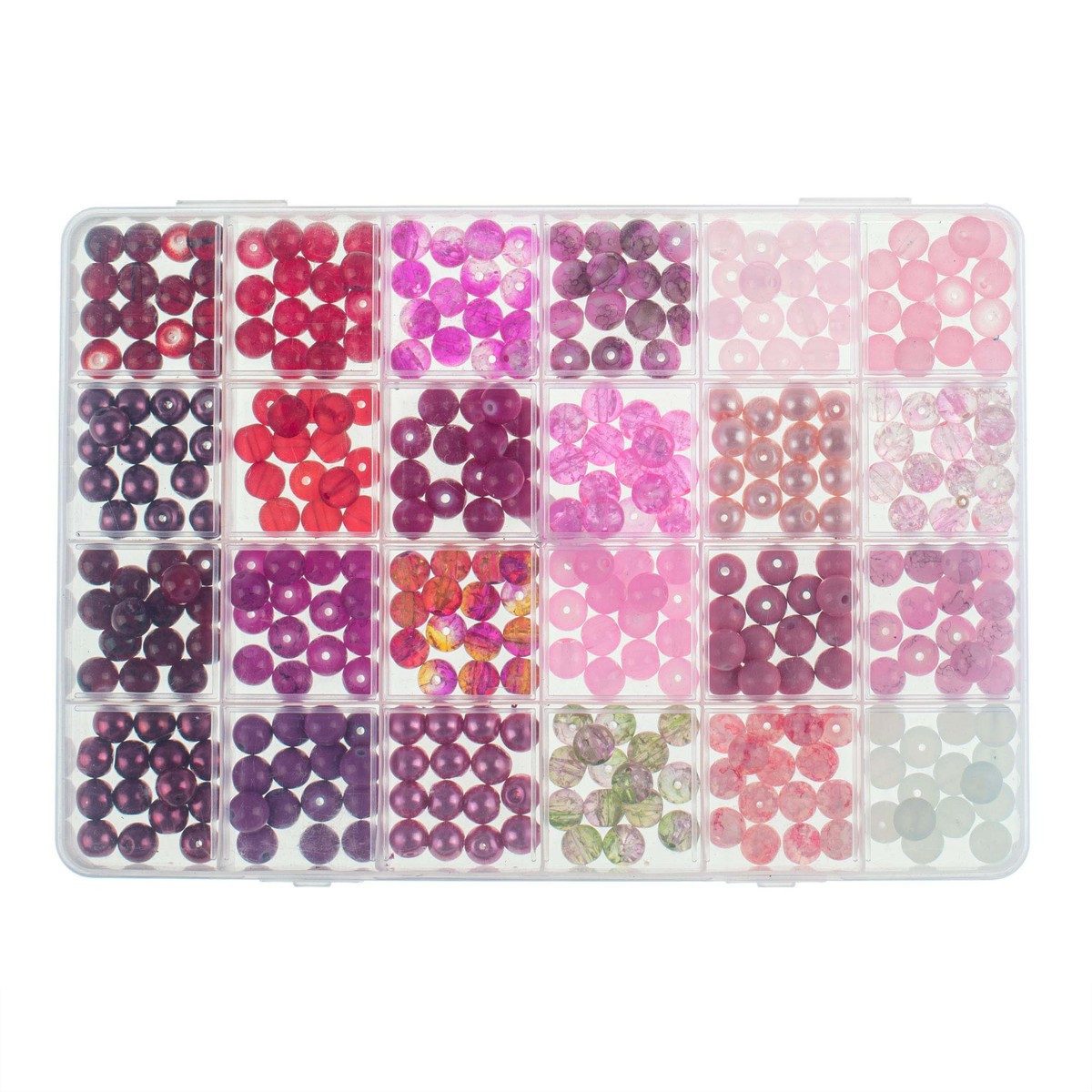 Glorex Streudeko GLOREX Glasperlen Schmuckset rot/pink 360 Teile
