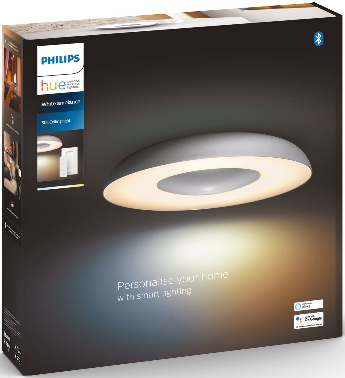 Deckenleuchte fest LED Warmweiß Hue Philips Still, integriert, LED Dimmfunktion,