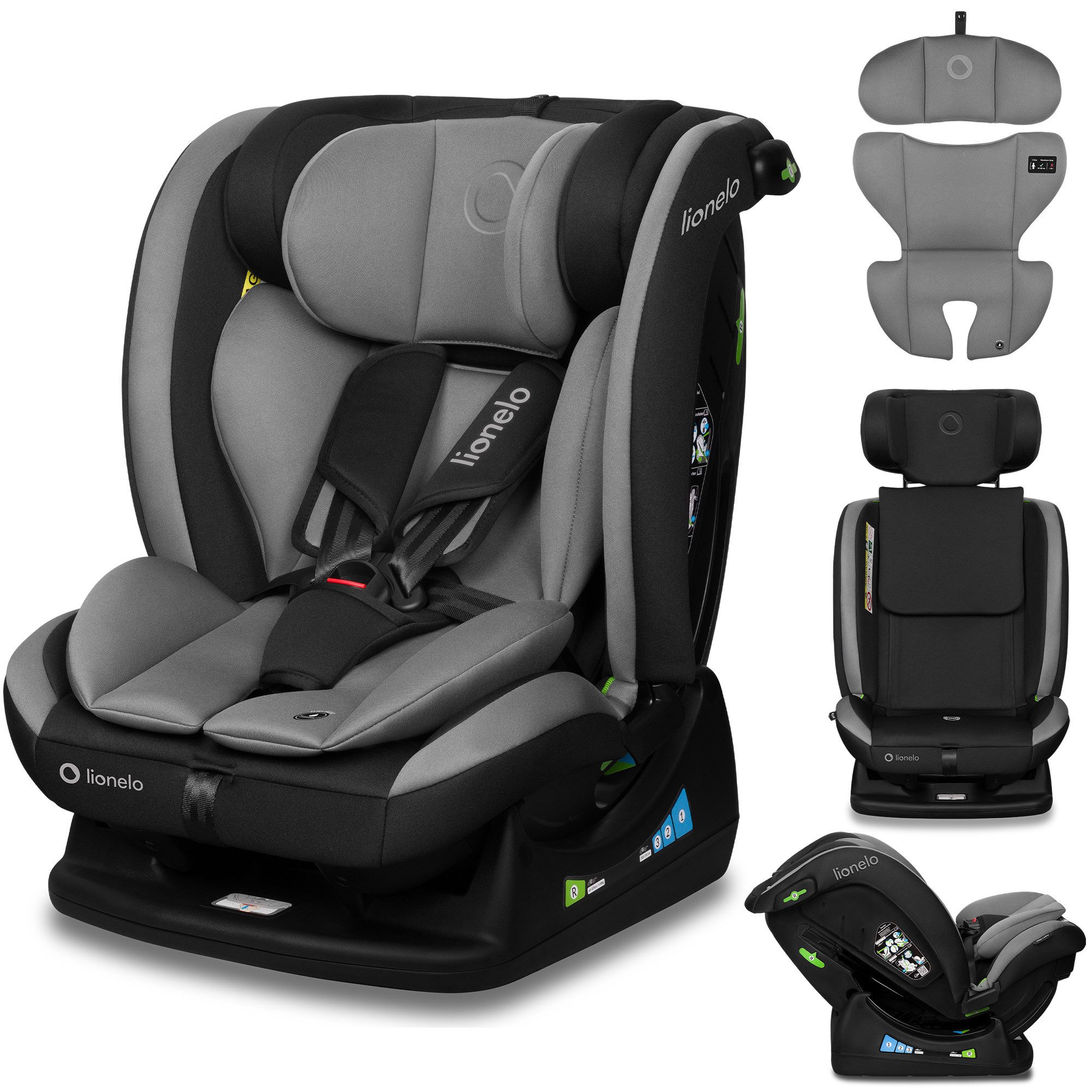 lionelo Autokindersitz AART I-SIZE, ab: ab Geburt, bis: 12 Jahre, ab: 40,00 cm, bis: 150,00 cm, (Autositz, Bedienungsanleitung, Verkleinerungseinsatz, Lendeneinsatz, Baby Card), i-SizeBreiter Anpassungsbereich Ein zusätzlicher Seitenschutz 4in1