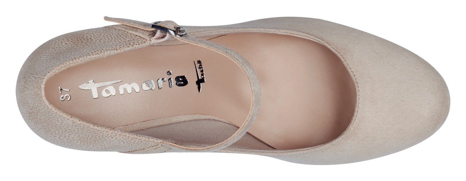 Tamaris Spangenpumps mit Metallic-Applikation an der Ferse und Absatz