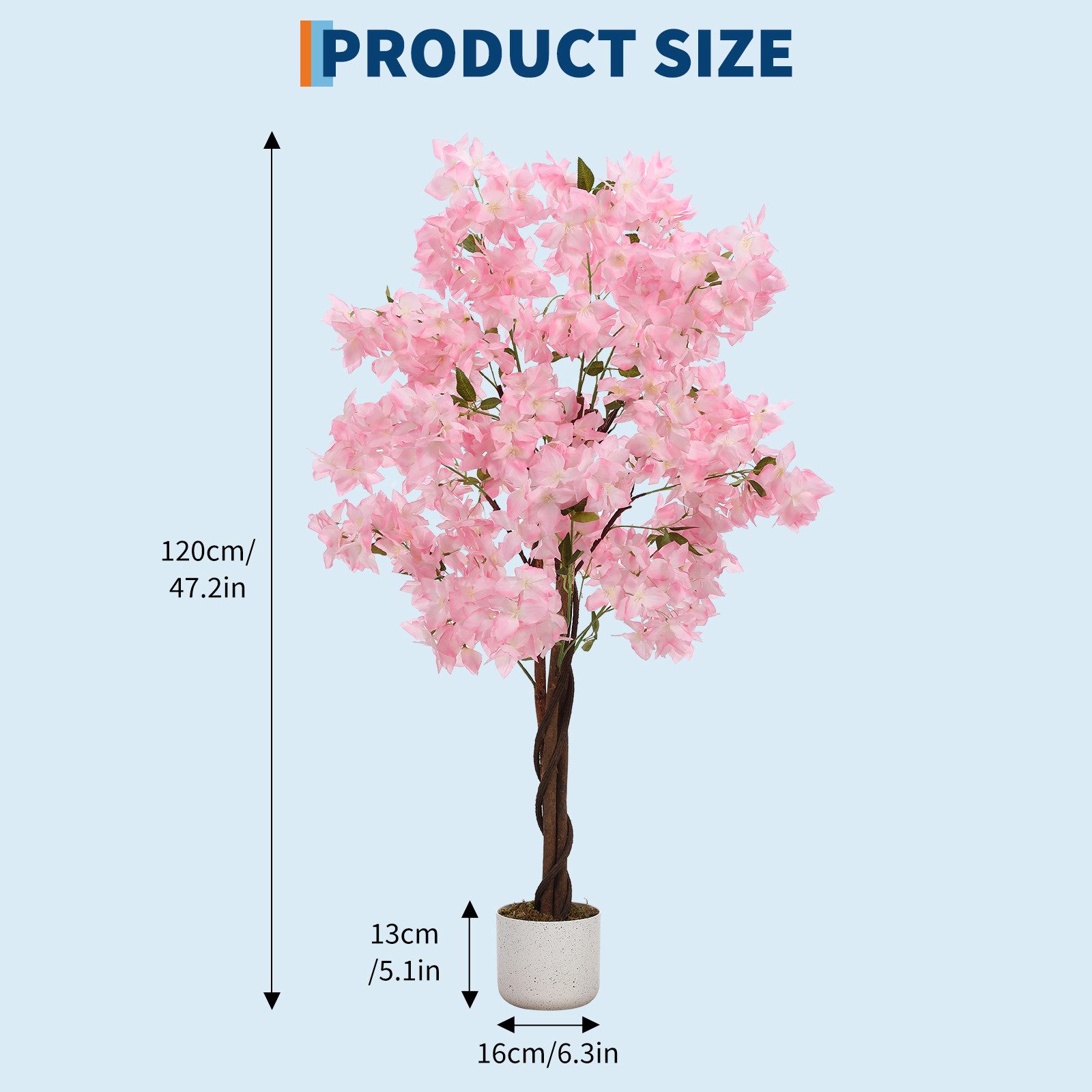 Kunstbaum Künstlicher Kirschblütenbaum 120/150/180cm im Topf, GarveeMore, Höhe 180 cm, Sakura Kunstpflanze für Hochzeit, Wohnzimmer, Büro – Bild 2 von 5