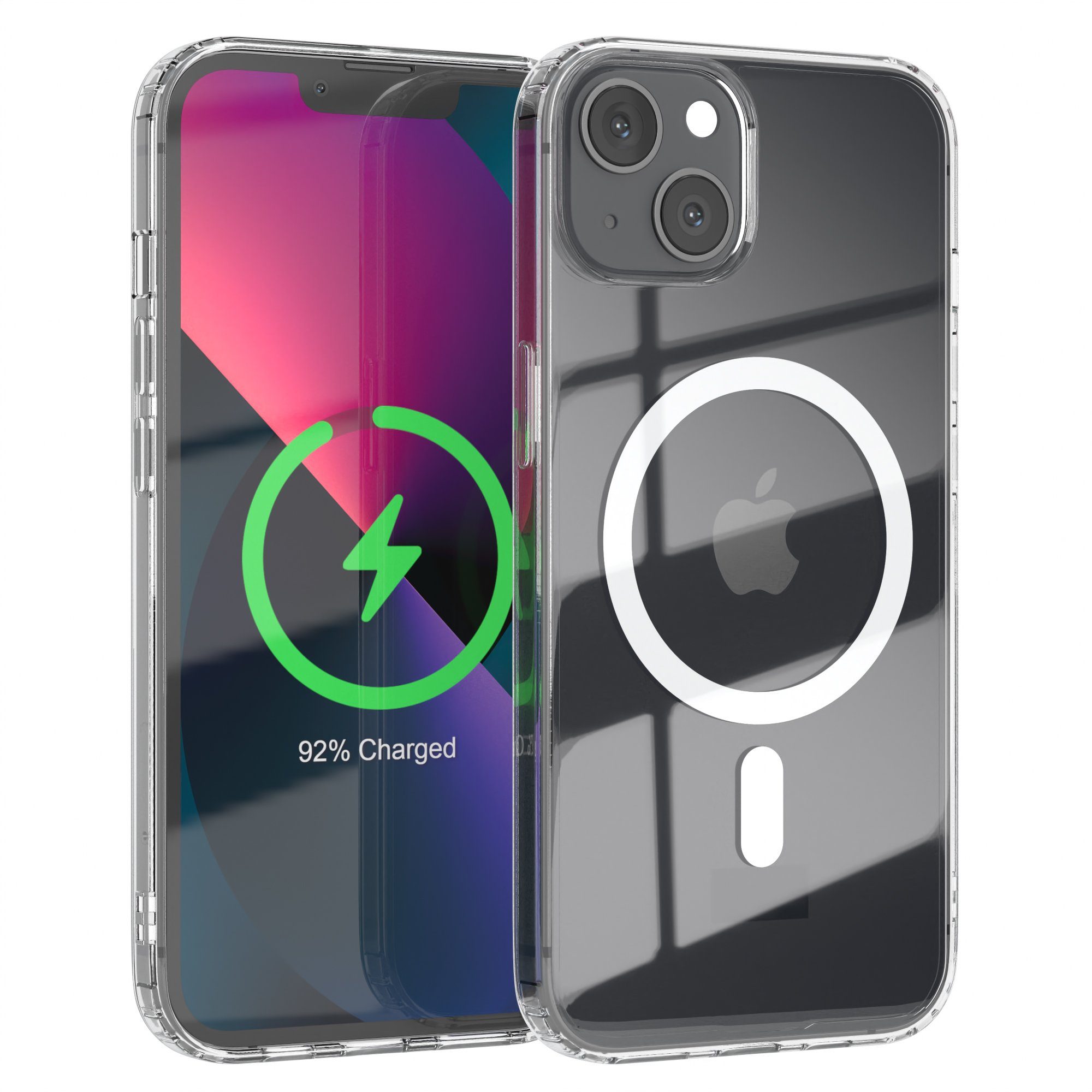 EAZY CASE Handyhülle Transparente Hülle mit MagSafe für iPhone 13 6,1 Zoll, Back Cover, Bumper Case, Handy Schutzhülle Kameraschutz, Durchsichtig