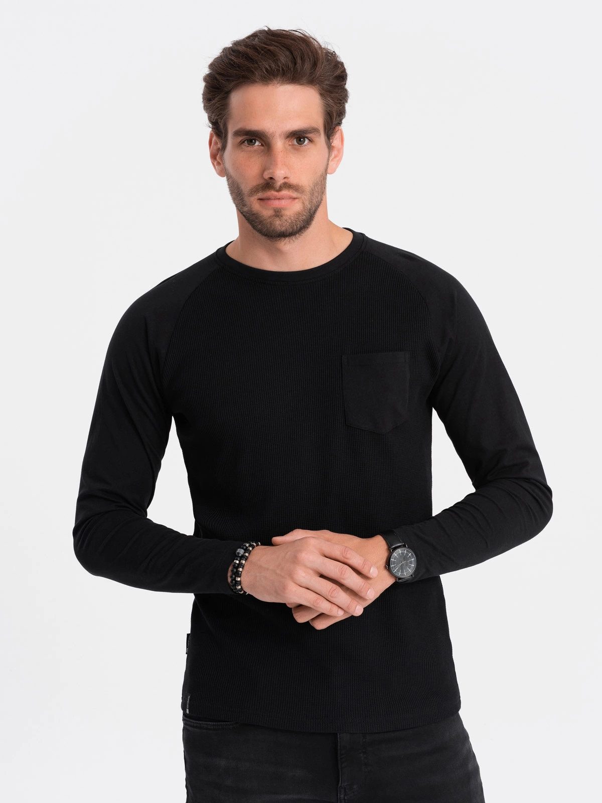 Longsleeve Herren-Longsleeve mit "Waffel"-Struktur