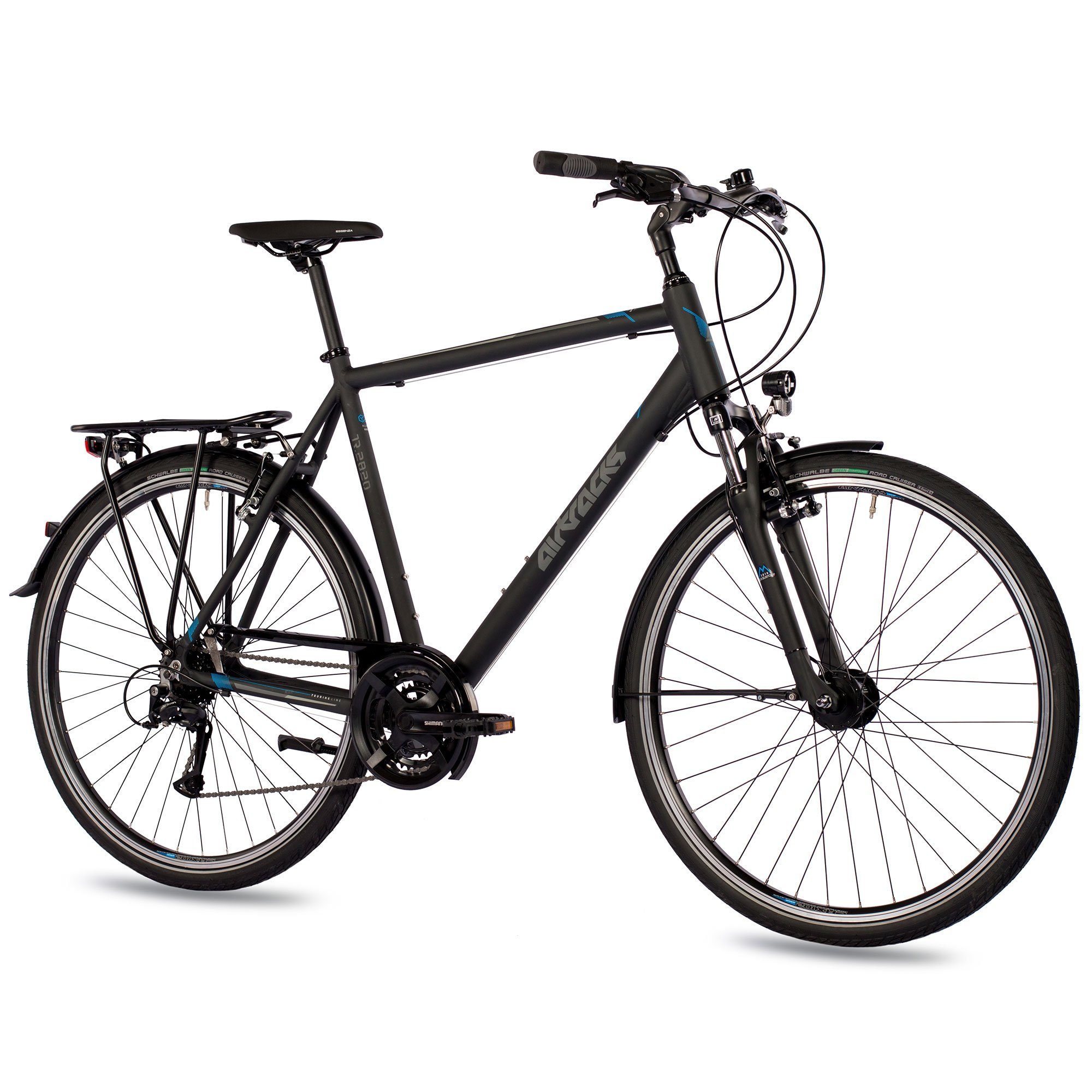 Airtracks Trekkingrad Herren Trekking Fahrrad 28 Zoll Trekkingrad TR.2820, 24 Gang SHIMANO ACERA RD-T3000 Schaltwerk, Kettenschaltung, Schwarz Matt - Rahmenhöhen 52cm, 56cm & 60cm » Modeljahr 2024 «