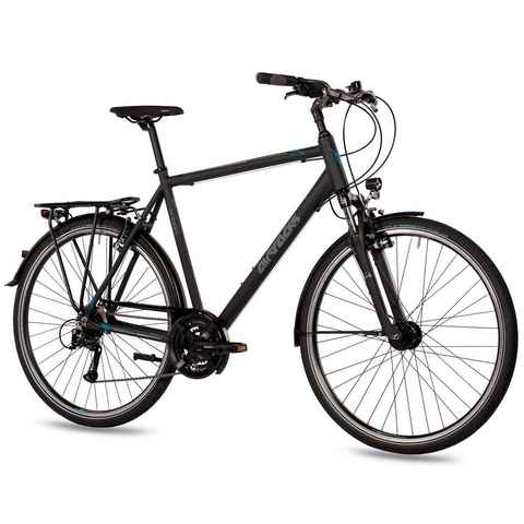 Airtracks Trekkingrad Herren Trekking Fahrrad 28 Zoll Trekkingrad TR.2820, 24 Gang SHIMANO ACERA RD-T3000 Schaltwerk, Kettenschaltung, Schwarz Matt - Rahmenhöhen 52cm, 56cm & 60cm » Modeljahr 2024 «