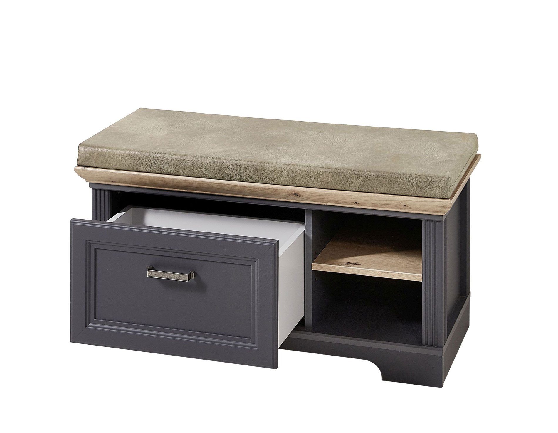 Innostyle Polsterbank Garderobenbank Flurbank JASMIN Farbton Graphit inkl. Kissen
