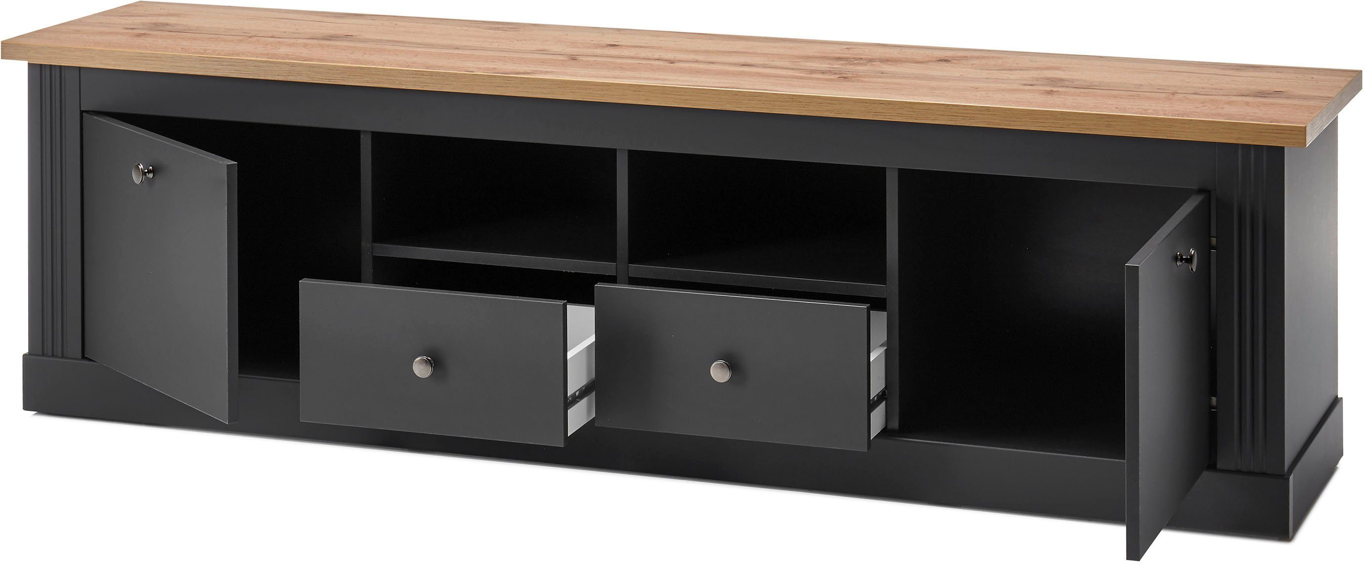 OTTO home Wohnwand Westminster, (Set, 4-St., 2 Vitrinen, Lowboard, Wandregal), im romantischen Landhausstil