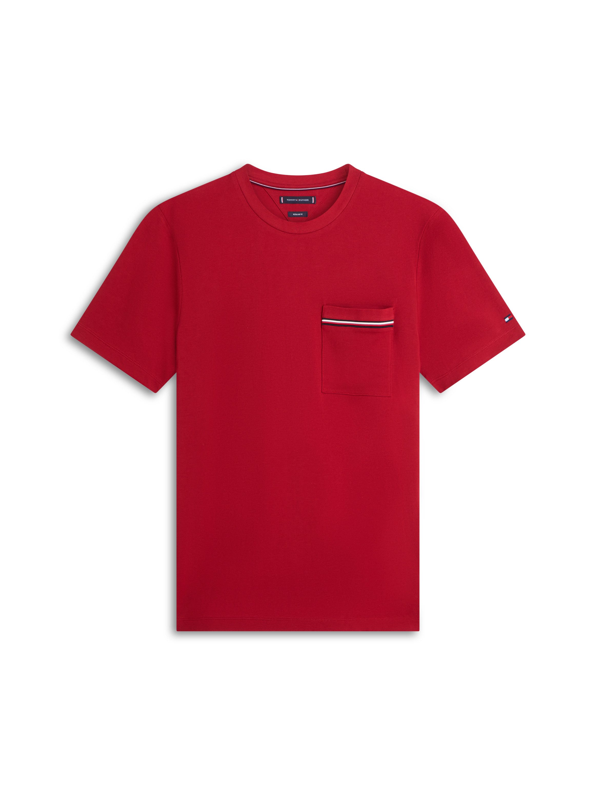 Tommy Hilfiger T-Shirt GLOBAL STRIPE PIQUE POCKET Regular fit mit Brusttasche – Bild 4 von 5