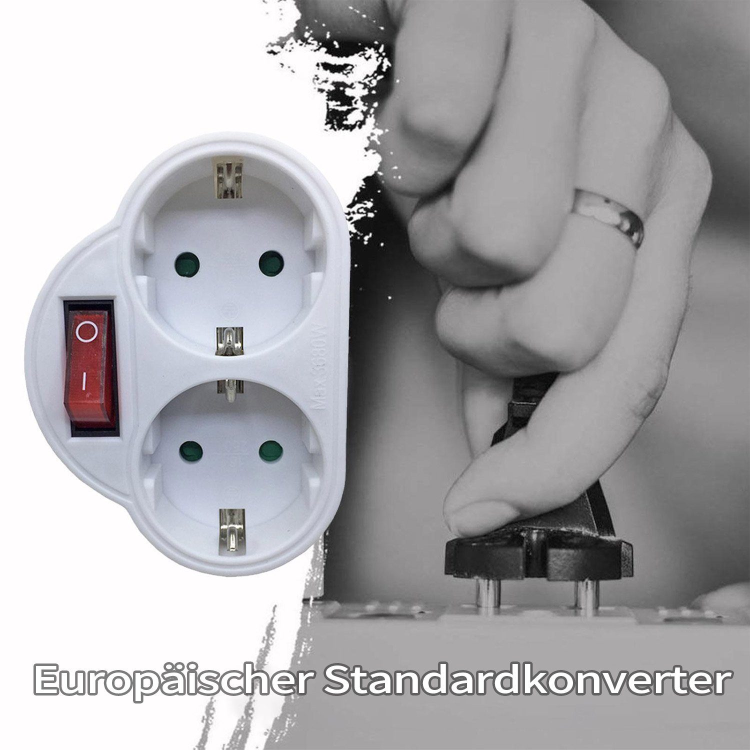 Adapter, Max Steckdosenschalter Steckdosen Schalter mit 250V/16A 2Fach MAGICSHE 2-St., 3680W