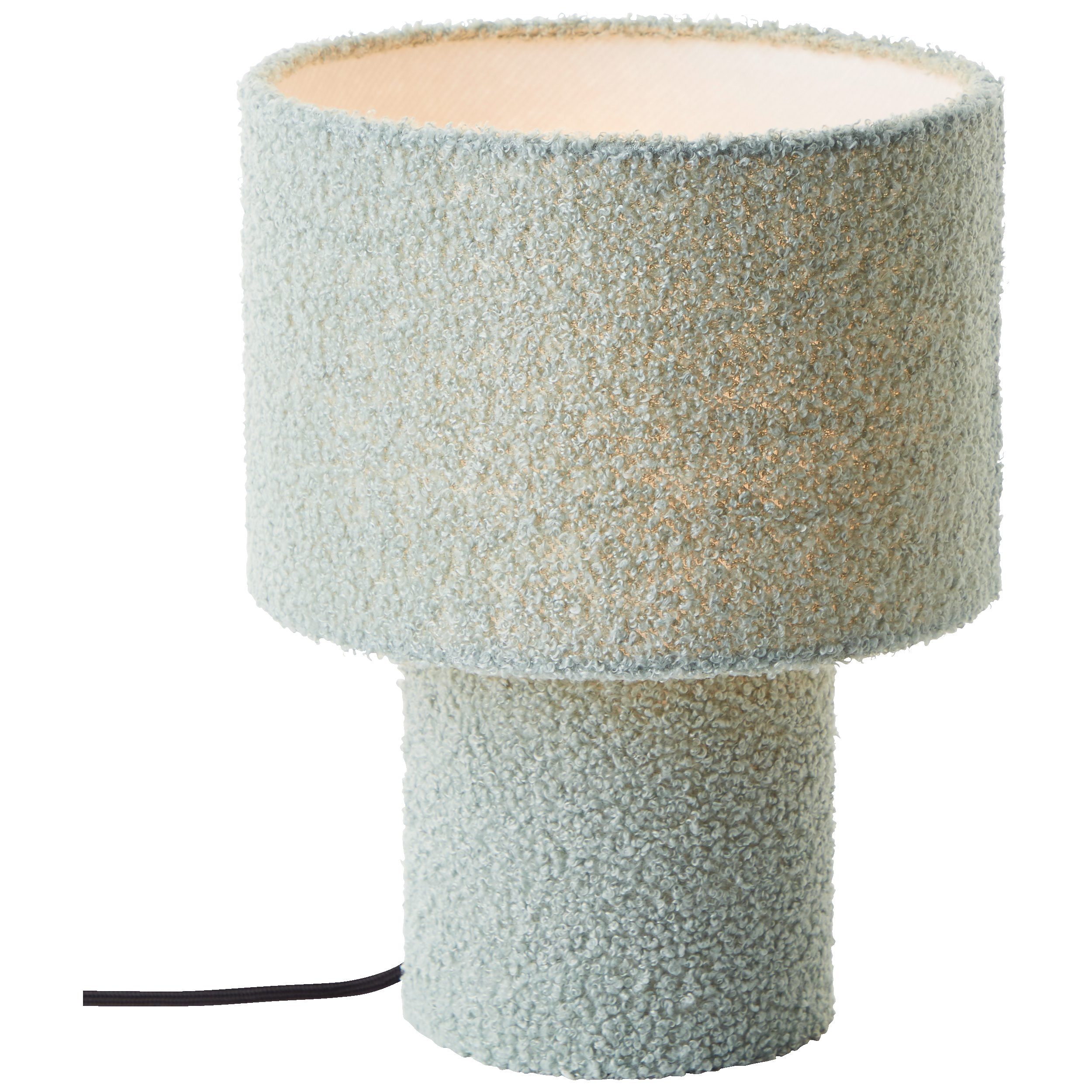 Lightbox Tischleuchte, ohne Leuchtmittel, Nachttischlampe, hochwertiger Teddy-Stoff, E27, 30 cm Höhe, grün