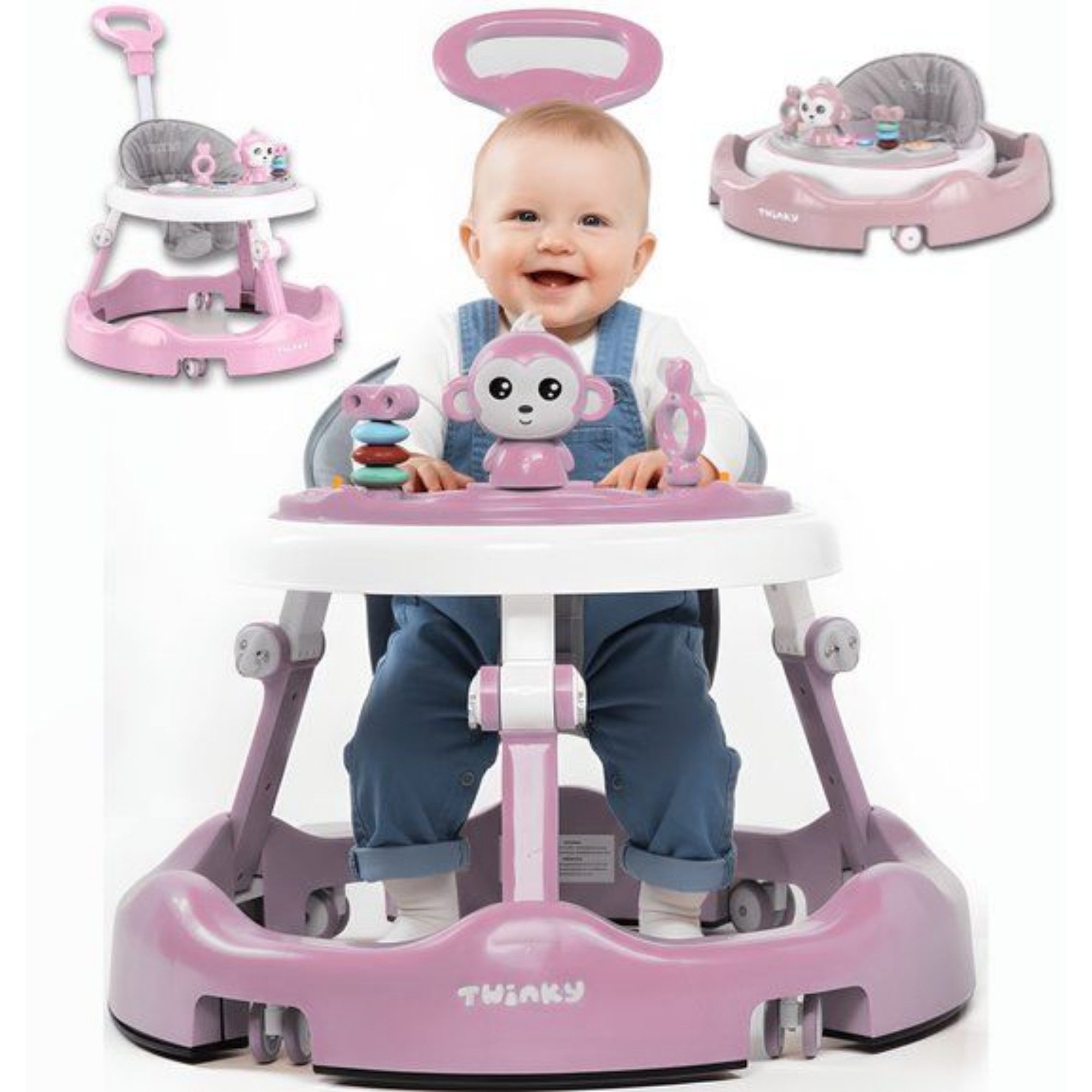 TWINKY Babywalker Höhenverstellbarer 4 in 1 Lauflernhilfe Lauflernwagen, (Bedienungsanleitung für Babywalker)