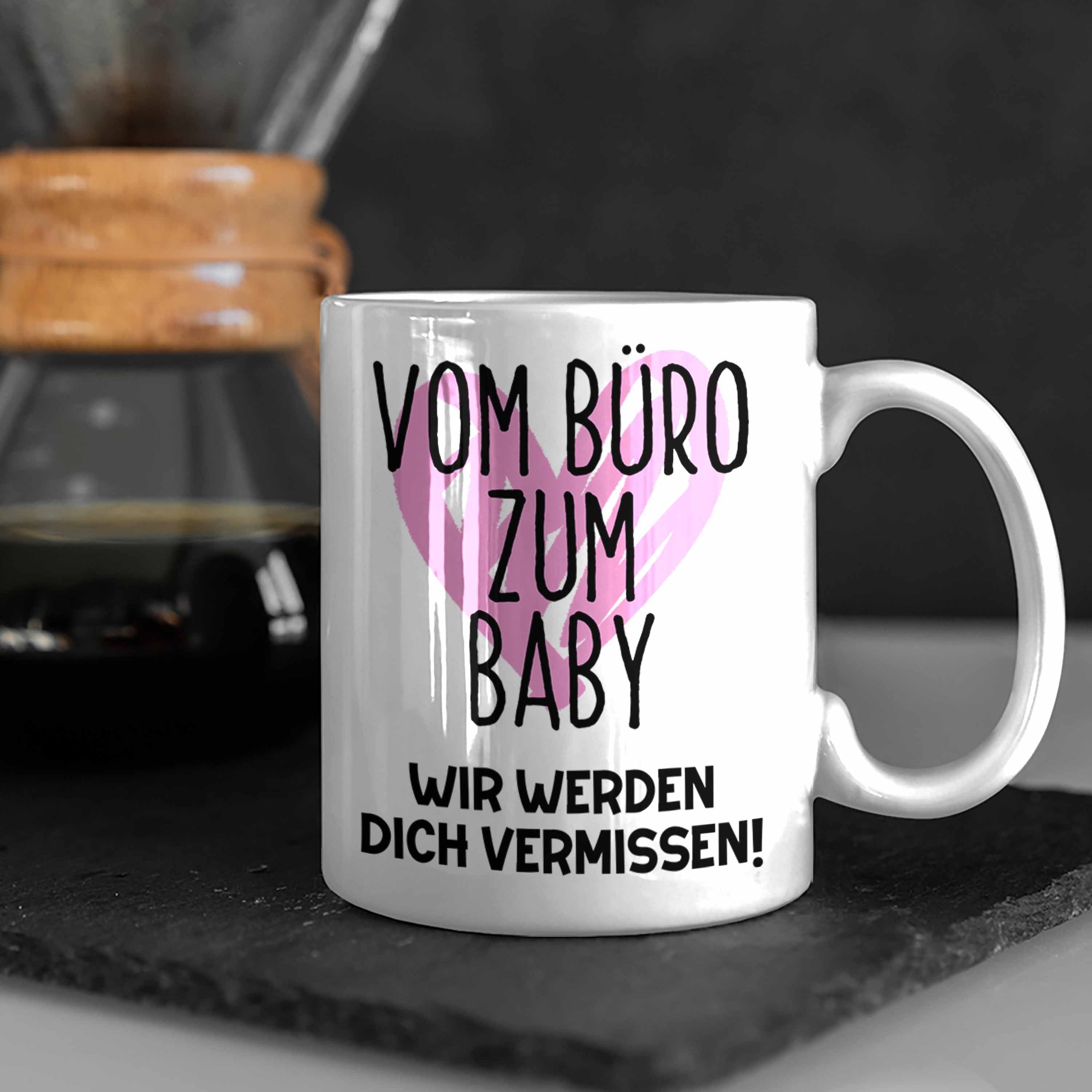 Trendation Tasse Mutterschutz Geschenk Werdende Kollegin Tasse Mama Abschied Weiss Abschieds
