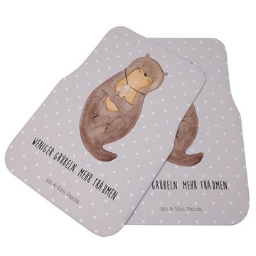 Fußmatte Otter Muschel - Grau Pastell - Geschenk, Seeotter, Autofußmatten, Med, Mr. & Mrs. Panda, Höhe: 0.5 mm