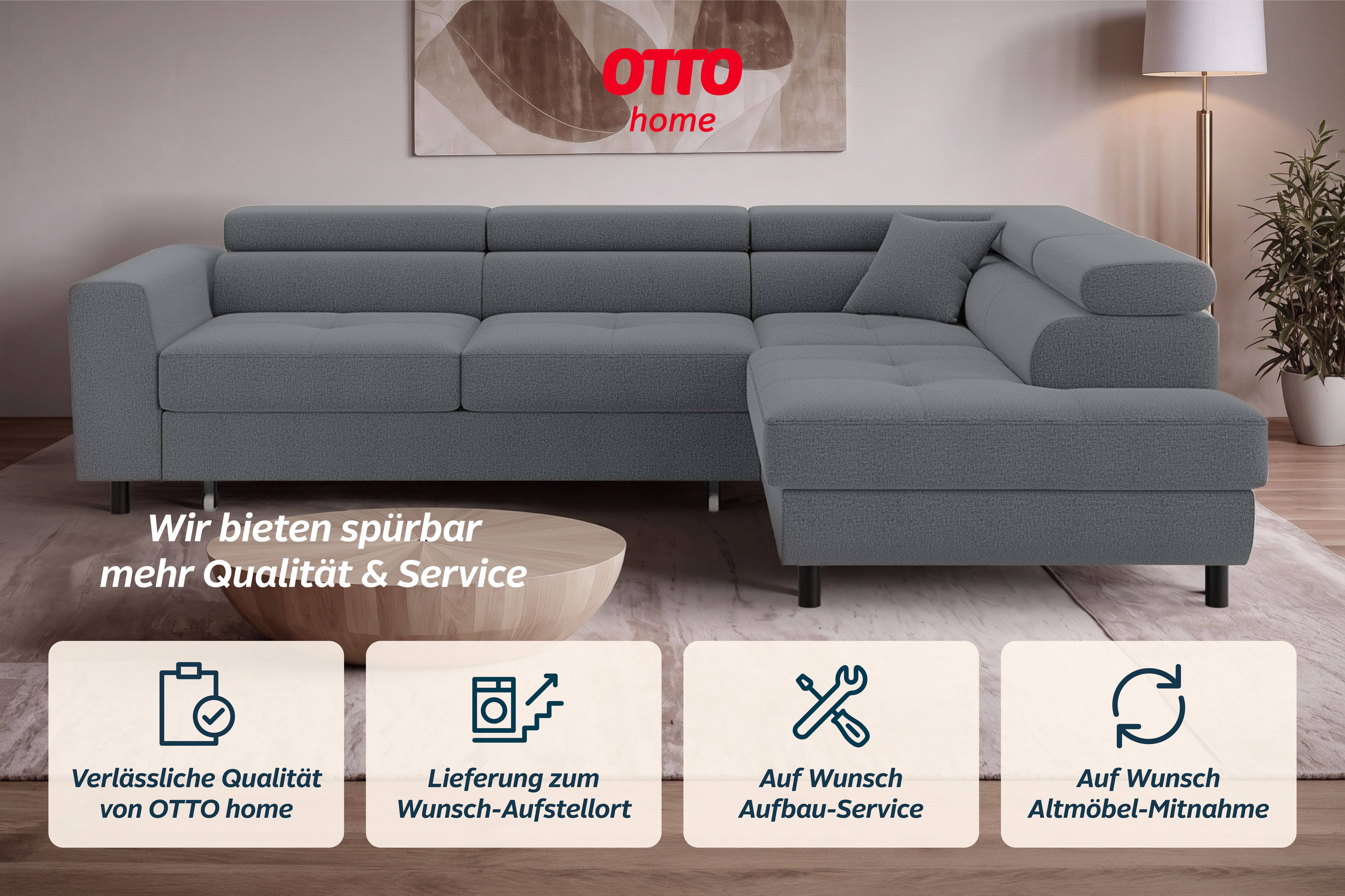 OTTO home Ecksofa AADEN Schlafsofa 254 cm - OTTO. Verlässliche Qualität., mit Bettfunktion, Bettkasten, Kopfstützen, rechts/links bestellbar – Bild 5 von 5