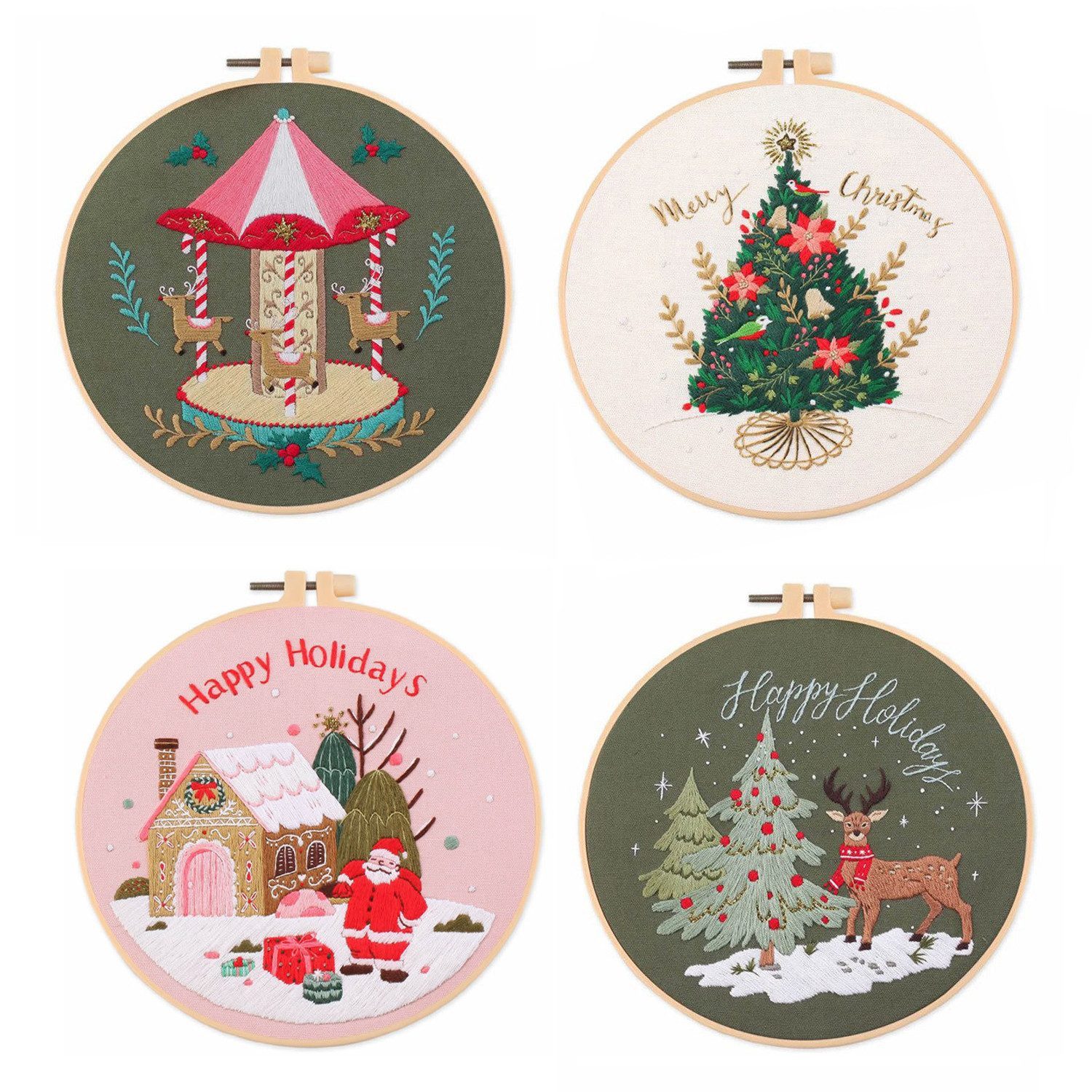 MOPUEA Hängedekoration Stickerei 4 Set Erwachsene Anfänger, Weihnachten Wei günstig online kaufen