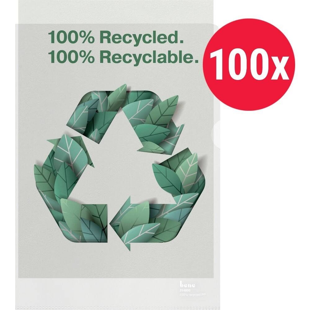 bene Prospekthülle 100 bene Sichthüllen DIN A4 transparent genarbt 0,10 mm