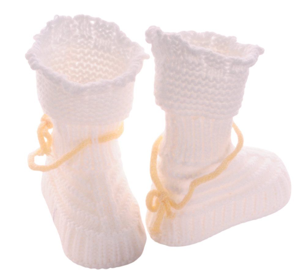 La Bortini Füßlinge Baby Strickschuhe Socken ab 0-6Mon Stricksocken Erstlingssocken weich, in Creme, unisex, für Neugeborene