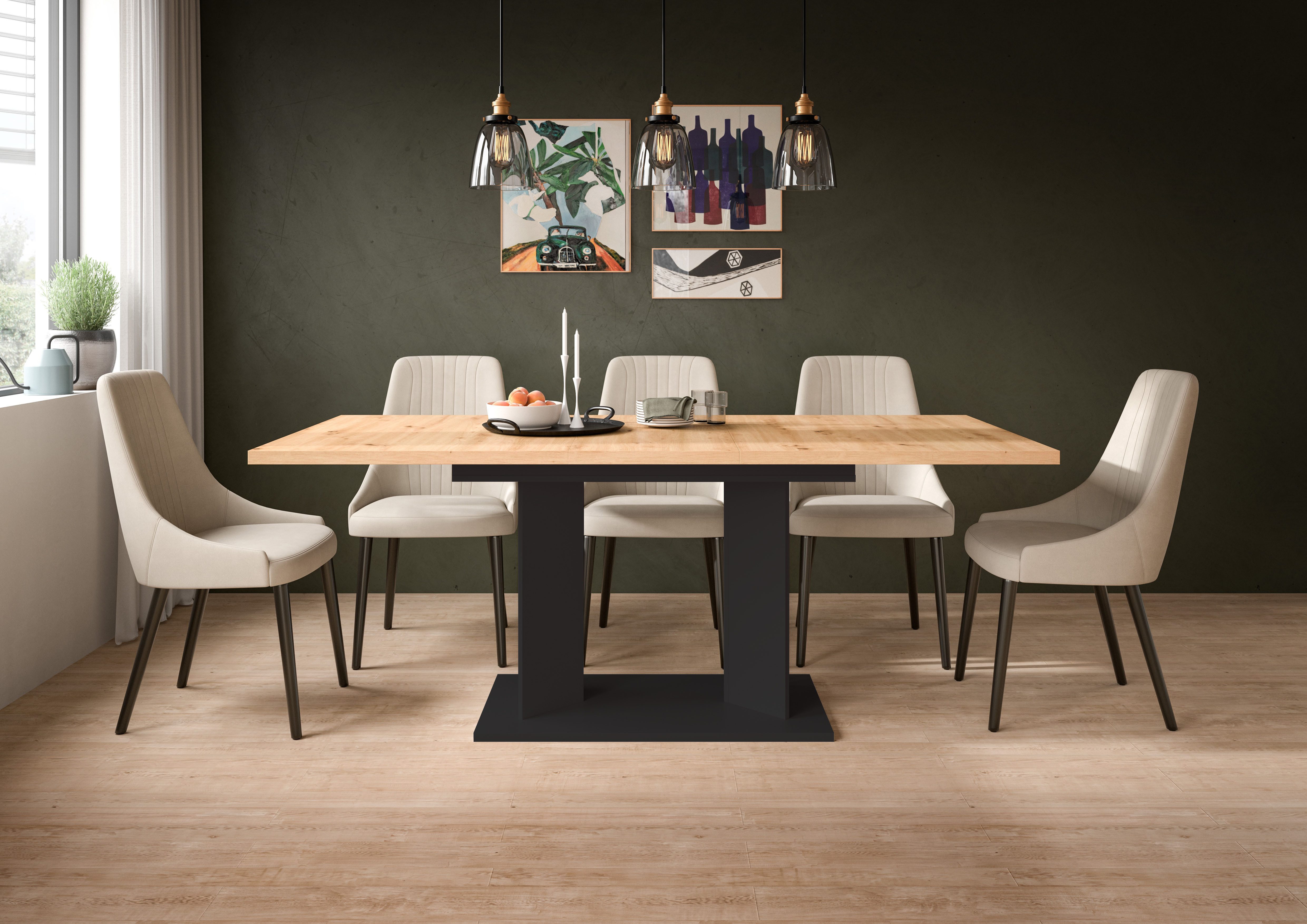 Home affaire Esstisch GERO, 150-190 cm, ausziehbar, Säulengestell (1-St., in verschiedenen Ausführungen erhältlich), Tisch, Esstisch, Esszimmer, Esszimmertisch, Küchetisch, Bartisch