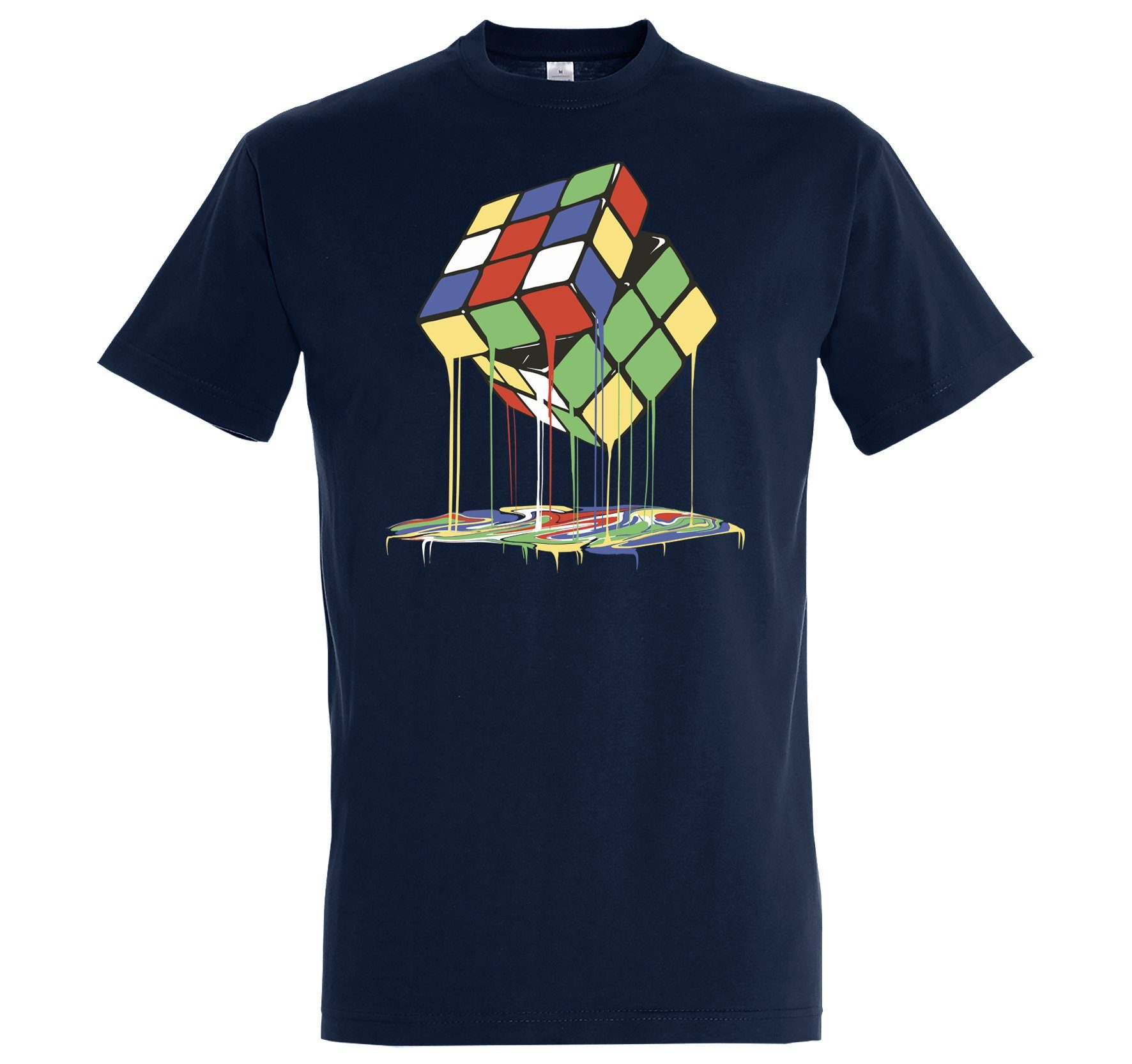 Youth Designz T-Shirt Magic Cube Melting Herren Shirt mit Trendigem Frontdruck Navy