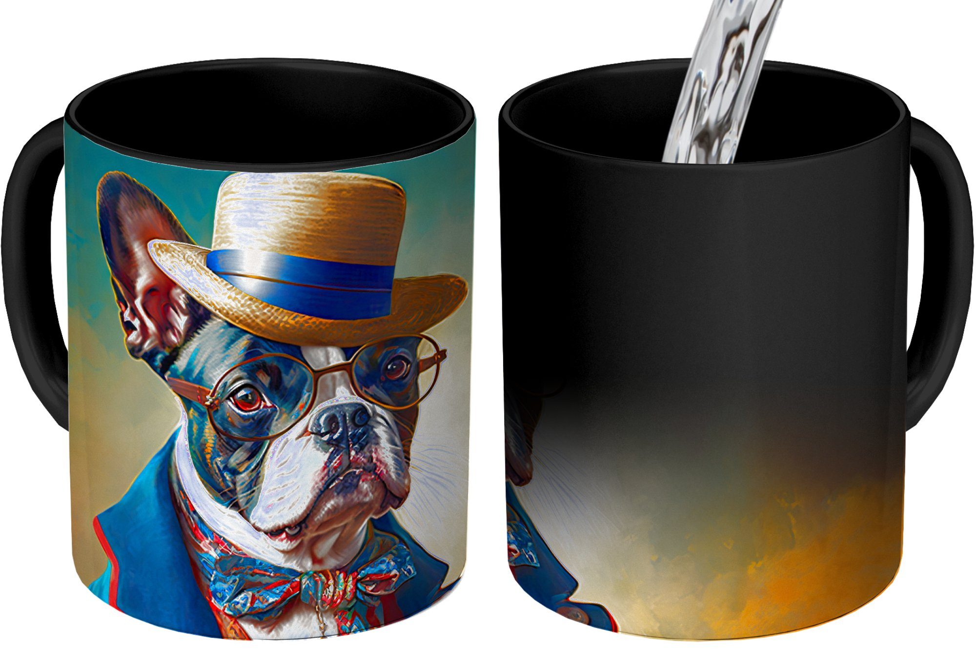 Tasse - Teetasse, - - Farbe Porträt, Farbwechsel, Zaubertasse, Geschenk Accessoires Kleidung Kaffeetassen, MuchoWow Keramik, Hund -