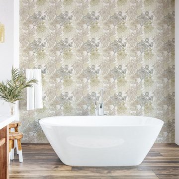 Abakuhaus Vinyltapete selbstklebendes Wohnzimmer Küchenakzent, Jahrgang Chrysanthemum-Motive
