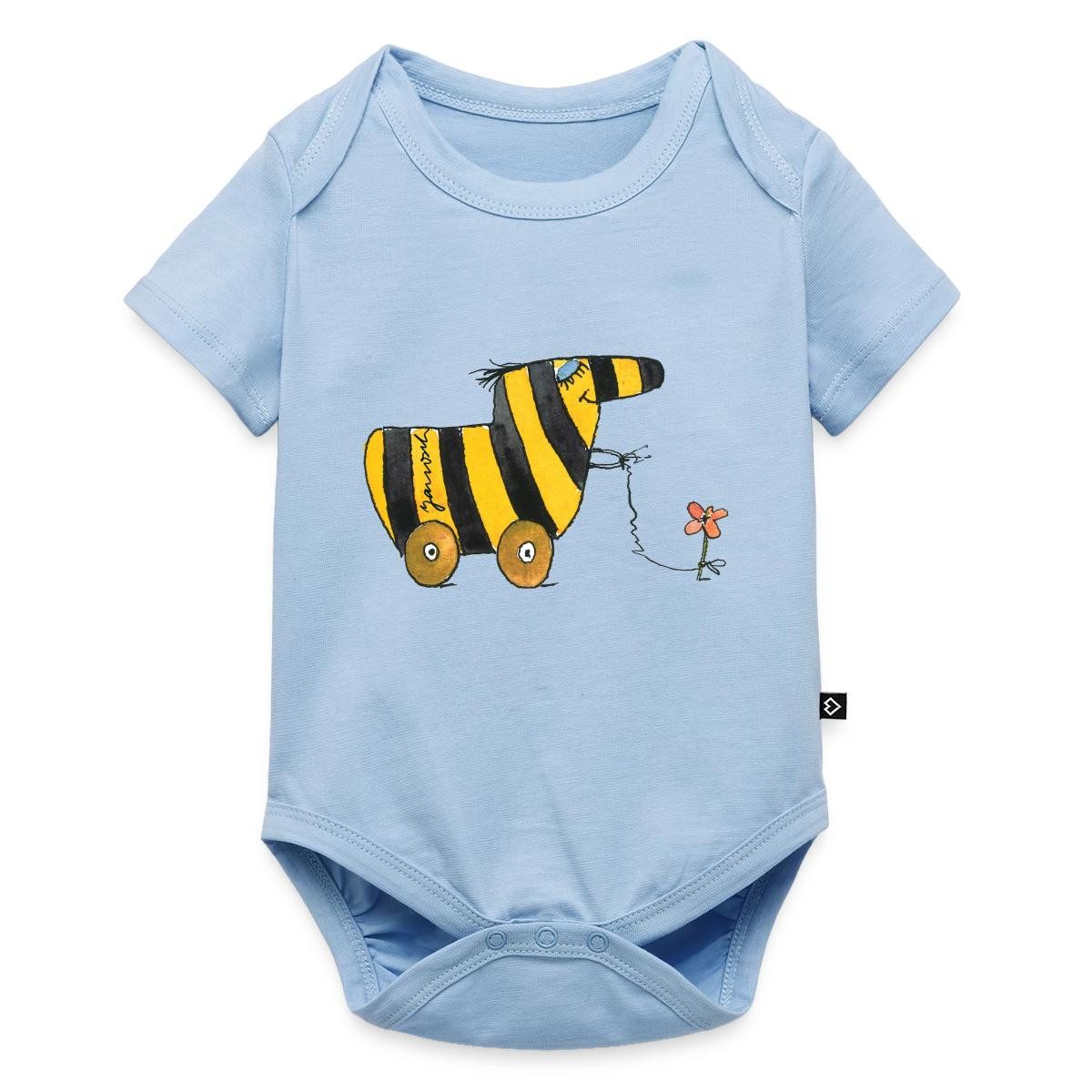 Spreadshirt Kurzarmbody Janosch Große Tigerente Mit Blume Kurzarm Tages Baby Body (1-tlg)