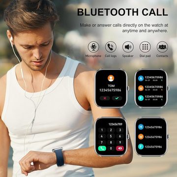 Nerunsa Smartwatch (1,85 Zoll, Android iOS), 110+ Sportmodi Sportuhr, Fitnessuhr mit Herzfrequenz IP68 Wasserdicht